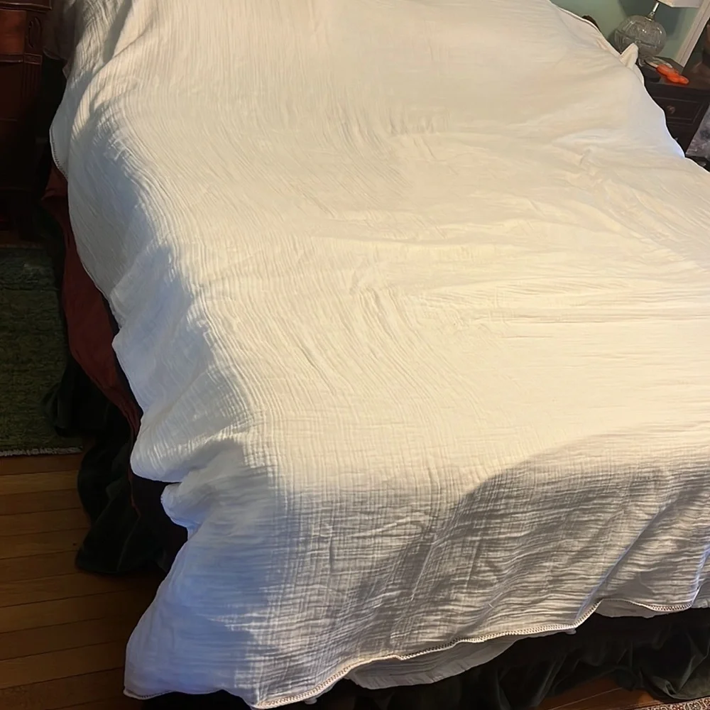 New Anthropologie Amber Lewis Gretchen Gauze Duvet Cover Ivory King